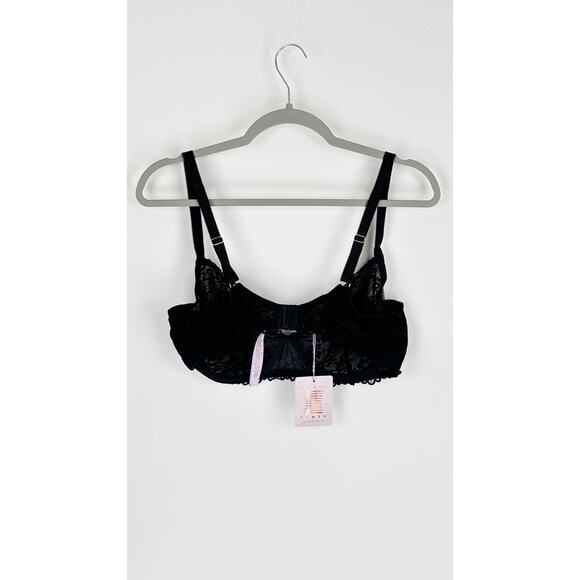 Savage X Fenty Floral Lace Unlined Bra Black Caviar Womens Size 38D New Wired - Picture 9 of 12
